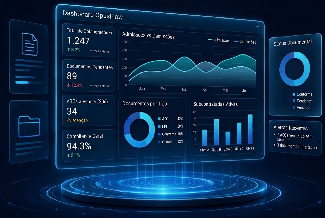 Dashboard OpusFlow - gestão inteligente de documentos